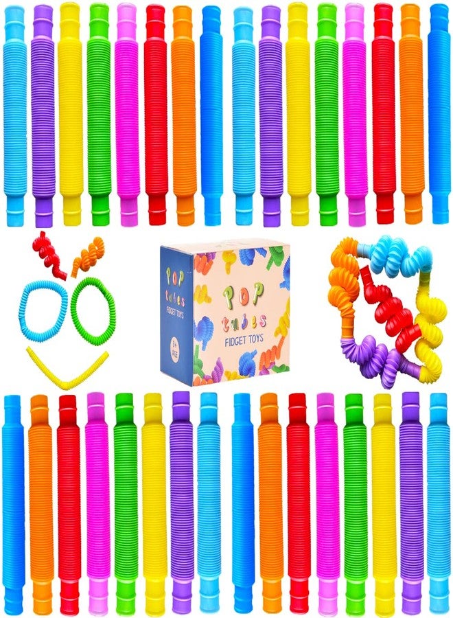 Neec 32Pack Pop Tubes, Fidget Tubes for Children and Adult Sensory Fidget Toy Set for Stress and Anxiety Relief Educational Learning Toys for Kids - Image 1